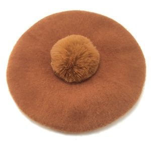 Madewell Parisian Beret  In Golden Pecan Wool Faux